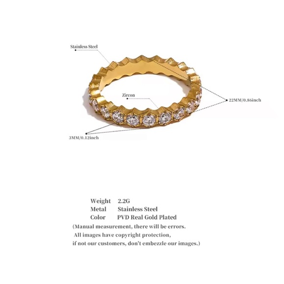 18K gold pallet zircon gold Round Diamond Gold Women's Ring - Picture 4 of 12